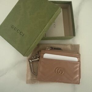Gucci GG Marmont Matelasse’ keychain wallet chain card case zip pouch wallet